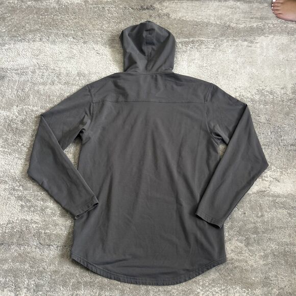 BYLT Hoodie Shirt Mens Large Drop Cut L/S Hooded Henley Lux Gray Cotton - Picture 6 of 8